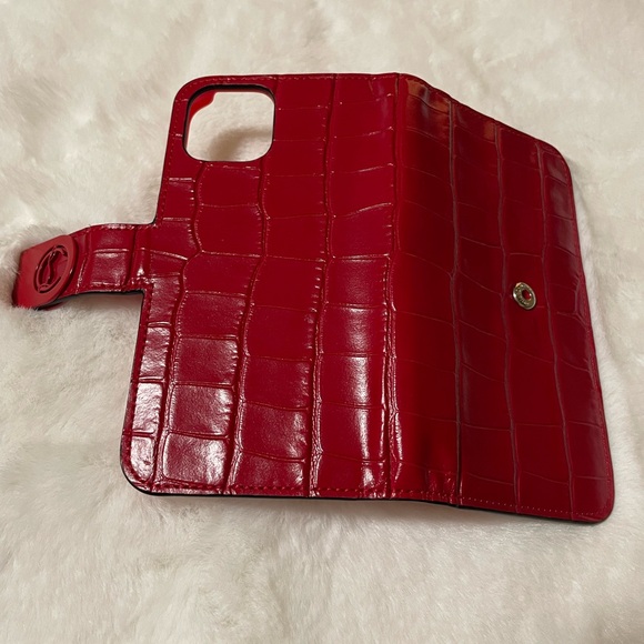 Christian Louboutin Red Leather iPhone Case w/Card Slots & Metal Snap Closure - Picture 9 of 13